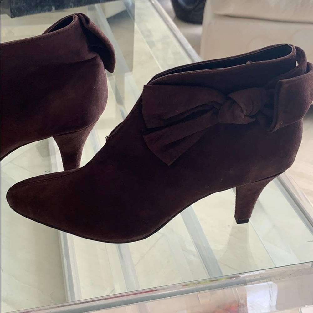 Brown suede booties